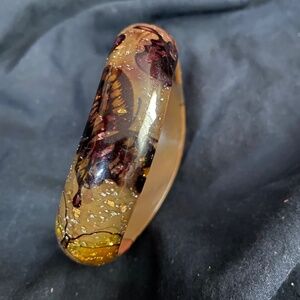 Vintage Butterfly Brown Lucite Bangle Bracelet